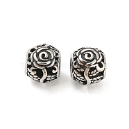 316 Surgical Stainless Steel  Beads, Flower, Antique Silver, 10.5x9mm, Hole: 4mm(STAS-Q304-39AS)