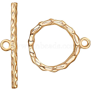 Brass Toggle Clasps, Long-Lasting Plated, Ring, Real 18K Gold Plated, Ring: 18x15x2mm, Hole: 1mm and 11mm, Bar: 24.5x5x2mm, hole: 1.5mm.(KK-BC0004-05G)