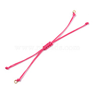 Korean Waxed Polyester Cord Braided Bracelets, with Iron Jump Rings, for Adjustable Link Bracelet Making, Deep Pink, Single Cord Length: 5-1/2 inch(14cm)(MAK-T010-05G)