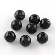 Round Imitation Gemstone Acrylic Beads, Black, 8mm, Hole: 2mm, about 1700pcs/500g(OACR-R029-8mm-01)