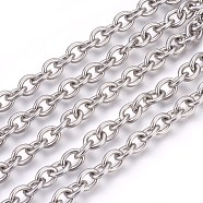 3.28 Feet 304 Stainless Steel Cable Chains, Unwelded, Oval, Stainless Steel Color, 10x8x2mm(X-CHS-L017-09F)