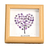 Natural Amethyst Square with Heart Tree Photo Frame Stands, Home Display Decorations, 120x120mm(PW-WG48185-08)