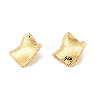 Twist Rhombus 304 Stainless Steel Stud Earrings for Women, Golden, 30x30.5mm(EJEW-U003-11G)