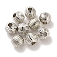 CCB Acrylic European Beads, Plicate Round, Platinum, 13.6x12.7mm, Hole: 4.6mm(CCB-U001-01P)