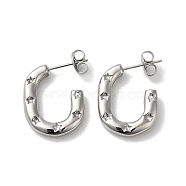Oval with Star 304 Stainless Steel Stud Earrings, Half Hoop Earrings, Stainless Steel Color, 20x3.5mm(EJEW-Z026-13P)