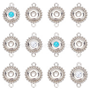 Alloy & Brass Connector Charms, Flat Round Snap Button Links, Platinum, 18x25x4mm, Hole: 2.5mm and 6mm(FIND-WH0110-342)