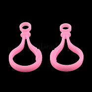 Opaque Solid Color Bulb Shaped Plastic Push Gate Snap Keychain Clasp Findings, Pearl Pink, 51x25x5.5mm, Hole: 6mm(X-KY-R006-05)