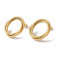 Multilayer Ring Shape Ion Plating(IP) 304 Stainless Steel Stud Earrings for Women, Golden, 25~25.5mm(EJEW-L287-016G)