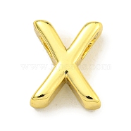 Brass Beads, Real 18K Gold Plated, Letter X, 8.8x7x3mm, Hole: 1.8x1mm(KK-K354-07G-X)
