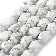 Natural Howlite Beads Strands, with Seed Beads, Faceted, Rhombus, 17~21x13~16x12~15mm, Hole: 1.2~1.4mm, about 18~19pcs/strand, 15.35~15.79 inch(39~40.1cm)(G-C182-23-02)