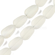 Electroplate Glass Beads Strands, Frosted, Oval, Light Goldenrod Yellow, 14x9x4.5mm, Hole: 1mm, about 50pcs/strand, 27.17 inch(69cm)(EGLA-C009-01B-FR03)