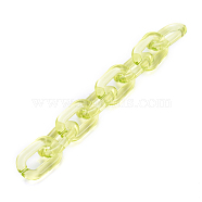 Handmade Transparent Acrylic Cable Chains, Oval, Green Yellow, Link: 31x19.5x5mm, about 39.37 inch(1m)/strand(AJEW-JB00563-04)
