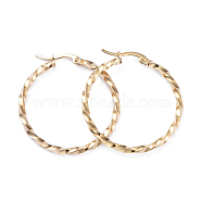 201 Stainless Steel Hoop Earrings, with 304 Stainless Steel Pins, Twisted Ring Shape, Golden, 34.5x2.5mm, Pin: 1x0.7mm(EJEW-I245-07A)