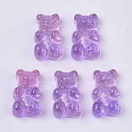 Transparent Resin Cabochons, with Glitter Powder, Two Tone, Bear, Medium Purple, 18x11x8mm(CRES-S303-53-A03)