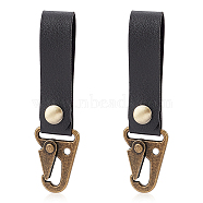 Tactical PU Leather Molle Hooks, Hanging Buckle Rope Holder, with Alloy Hooks, for Waistband, Outdoor Camping Supplies, Black, 120x31x10mm, Hole: 4.5mm(FIND-WH0110-196A)