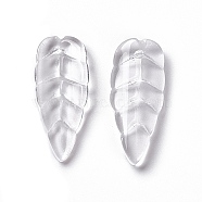 Electroplate Transparent Glass Pendant, Leaf, Clear, 23x10x3mm, Hole: 1.2mm(EGLA-H102-05B)