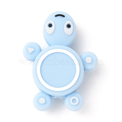 Tortoise Silicone Beads, DIY Nursing Necklaces and Bracelets Making, Chewing Pendants For Teethers, Light Blue, 29.5x22x9mm, Hole: 2mm(SIL-WH0002-81D)