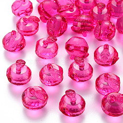 Transparent Acrylic Pendants, Faceted, 3D Apple, Camellia, 17.5x19x18mm, Hole: 2mm, about 173pcs/500g(TACR-T024-05B-906)