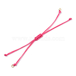 Korean Waxed Polyester Cord Braided Bracelets, with Iron Jump Rings, for Adjustable Link Bracelet Making, Deep Pink, Single Cord Length: 5-1/2 inch(14cm)(MAK-T010-05G)