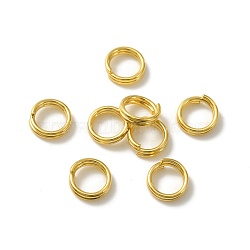Brass Split Rings, Lead Free & Cadmium Free, Double Loops Jump Rings, Real 24K Gold Plated, 21 Gauge, 6x2mm, Inner Diameter: 4.5mm(KK-O143-27G)