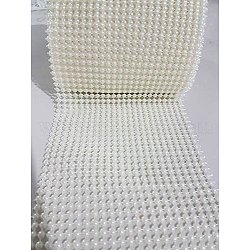 24 Rows ABS Plastic Imitation Pearl Mesh Ribbon Roll, Wedding Party Home Decor, Creamy White, 110x2mm, about 10yards/roll(9.144m/roll)(OCOR-R072-01)