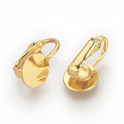 Iron Clip-on Earring Settings, with Round Flat Pad, Flat Round, Golden, Tray: 10mm, 18x10x9.5mm(KK-R071-05G)