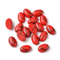 Synthetic Turquoise Cabochons, Dyed, Oval, Red, 6x4x2~2.5mm(G-A094-01A-43)