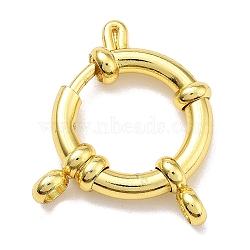 Ion Plating(IP) Stainless Steel Spring Ring Clasps, Real 18K Gold Plated, 26.5x18.5x4mm, Hole: 0.5mm & 2mm(STAS-G347-17D-G)