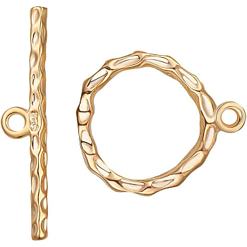 Brass Toggle Clasps, Long-Lasting Plated, Ring, Real 18K Gold Plated, Ring: 18x15x2mm, Hole: 1mm and 11mm, Bar: 24.5x5x2mm, hole: 1.5mm.