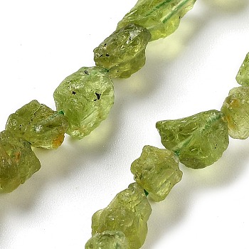 Raw Rough Natural Peridot Beads Strands, Nuggets, 6.5~9x5~6x3~5mm, Hole: 0.8mm, about 26~30pcs/strand, 7.48''~8.46''(19~21.5cm)