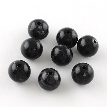 Round Imitation Gemstone Acrylic Beads, Black, 8mm, Hole: 2mm, about 1700pcs/500g