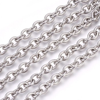 3.28 Feet 304 Stainless Steel Cable Chains, Unwelded, Oval, Stainless Steel Color, 10x8x2mm