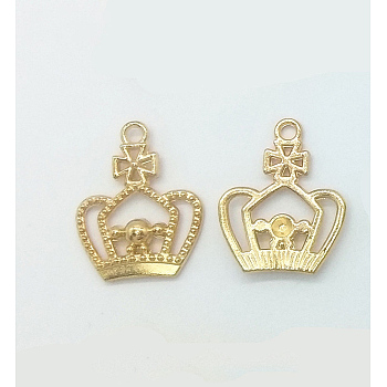 Zinc Alloy Pendants, DIY Acc essories for UV Resin Jewelry Making, Crown, Light Gold, 1x3/4 inch(25x20mm)