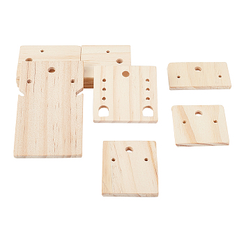 Nbeads 20Pcs 5 Styles Wooden Earring Organizer Boards, for Jewelry Earring Necklace Displays, Rectangle & Square, BurlyWood, 2.95~8.95x3.9~4.9x0.35~0.4cm, 4pcs/style