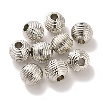 CCB Acrylic European Beads, Plicate Round, Platinum, 13.6x12.7mm, Hole: 4.6mm