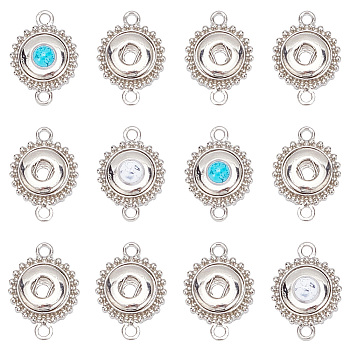 Alloy & Brass Connector Charms, Flat Round Snap Button Links, Platinum, 18x25x4mm, Hole: 2.5mm and 6mm