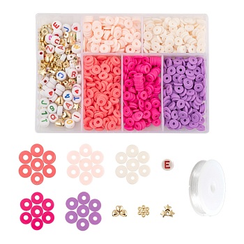 DIY Jewelry Making Kits, Including CCB Plastic & Acrylic & Handmade Polymer Clay Beads, Elastic Crystal Thread, Mixed Color, Beads: 1120pcs/set