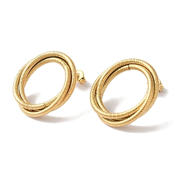 Multilayer Ring Shape Ion Plating(IP) 304 Stainless Steel Stud Earrings for Women, Golden, 25~25.5mm