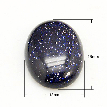 Gemstone Cabochons, Oval, Synthetic Blue Goldstone, 18x13x5mm