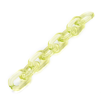 Handmade Transparent Acrylic Cable Chains, Oval, Green Yellow, Link: 31x19.5x5mm, about 39.37 inch(1m)/strand