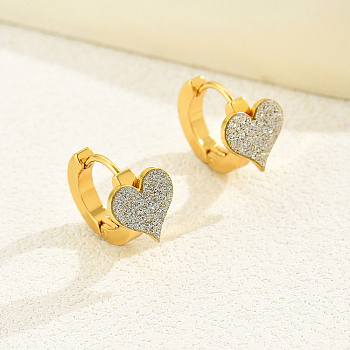 Exquisite Classic Heart Stainless Steel Hoop Earrings for Women, Golden