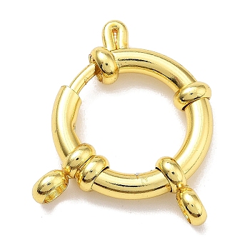 Ion Plating(IP) Stainless Steel Spring Ring Clasps, Real 18K Gold Plated, 26.5x18.5x4mm, Hole: 0.5mm & 2mm