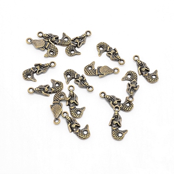 Alloy Pendants, Mermaid Shape, Antique Bronze, 22x11.5x3.5mm, Hole: 1mm