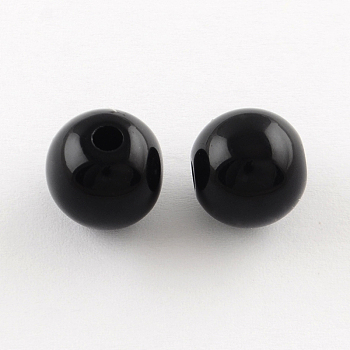 Round Opaque Acrylic Beads, Black, 8mm, Hole: 2mm, about 1800pcs/500g