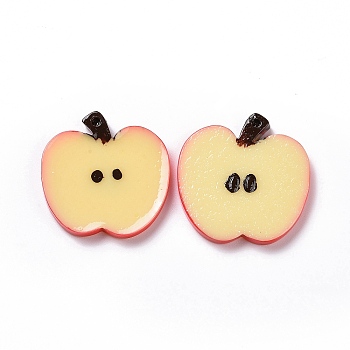 Opaque Resin Fruit Pendants, Apple Slice Charm, Light Khaki, 30x29.5x3mm, Hole: 1.6mm