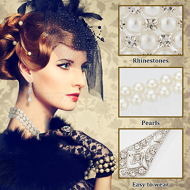 Plastic Pearl Beaded Necklace & Wrap Bracelet & Teardrop Dangle Stud Earrings with Crystal Rhinestone(SJEW-AN0001-03)-3