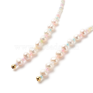 Многослойное женское ожерелье из натурального жемчуга и стеклянных бусин с веревочным узлом(NJEW-JN03908-03)-5