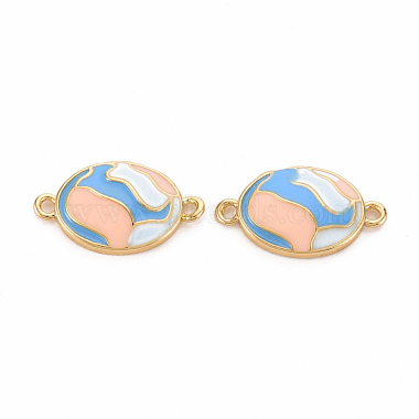 Real 16K Gold Plated Colorful Flat Round Brass+Enamel Links