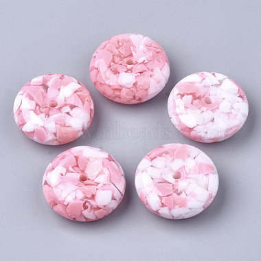 26mm Pink Flat Round Resin Beads