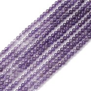 Natural Amethyst Beads Strands, Faceted, Round, 3~3.5mm, Hole: 0.6mm, about 119pcs/strand, 15.28''(38.8cm)(X-G-B037-02A)